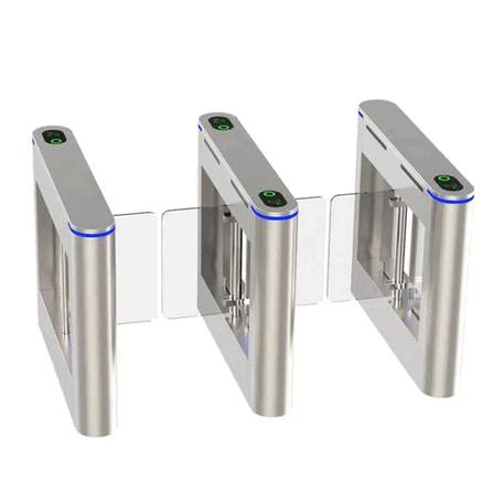 High-Speed Pedestrian Turnstile with Multi-Factor Authentication for Secure Corporate Passageways