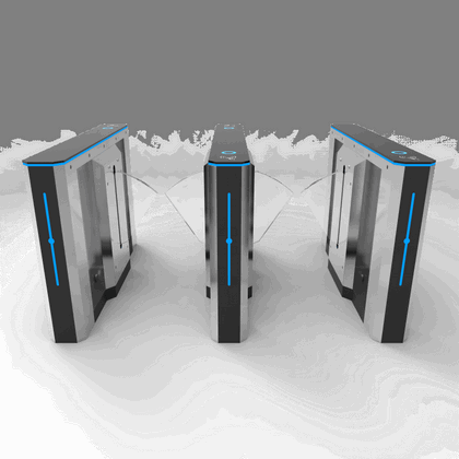 304 SS Flap Barrier Gate RFID FingerpriPremium 304 Stainless Steel Flap Barrier Gate with Integrated RFID & Fingerprint Access Control for Corporate Officesnt Corporate Office Pintu Flap Otomatis