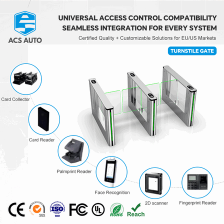 IP55 Waterproof Swing Turnstile with Integrated Facial Recognition Camera & RFID Access Control for Secure Pedestrian Entry