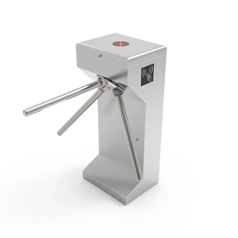 Full-Height Rotating Steel Turnstile with Biometric Fingerprint Authentication for High-Security Access Control