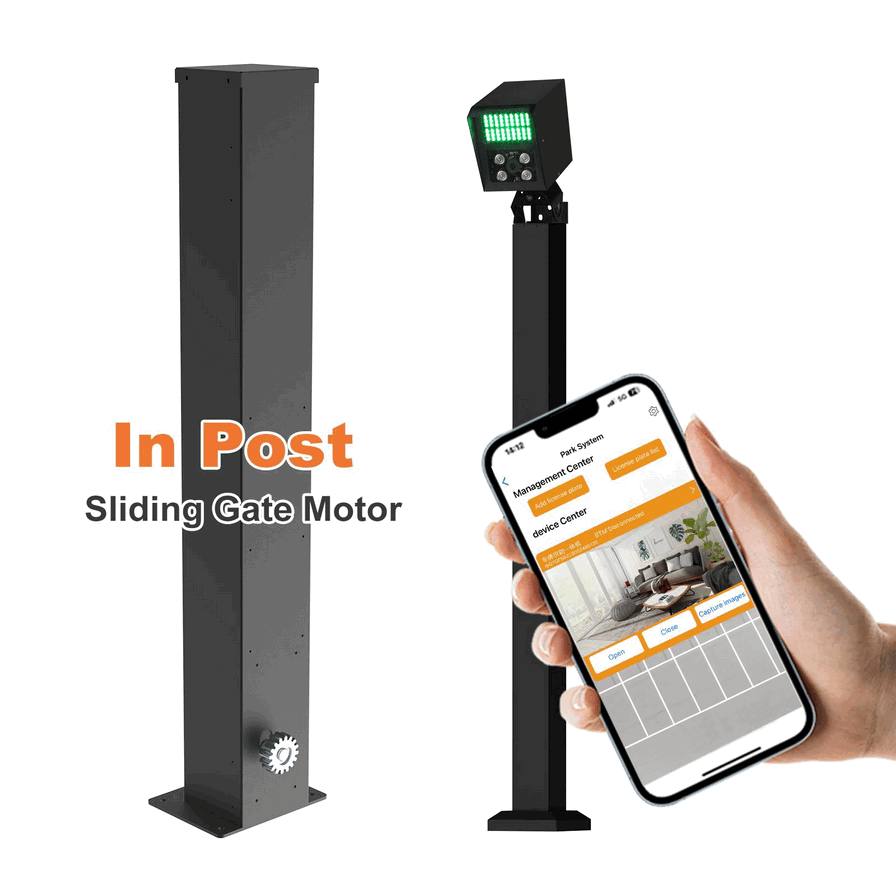 Integrated In-Post Sliding Gate Motor System with AI-Powered LPR/ANPR License Plate Recognition for Smart Access Control